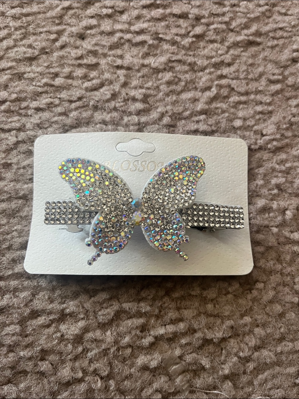 Sparkling Silver Crystal Butterfly Hair Clip - Women Accessories